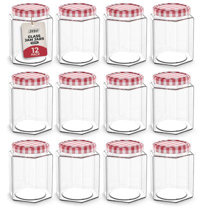 Zeno 12 Pack 250ml Glass Jam Jars