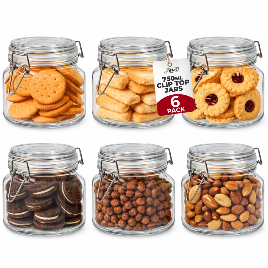 Zeno 6 Pack 750ml Clip Top Glass Jars