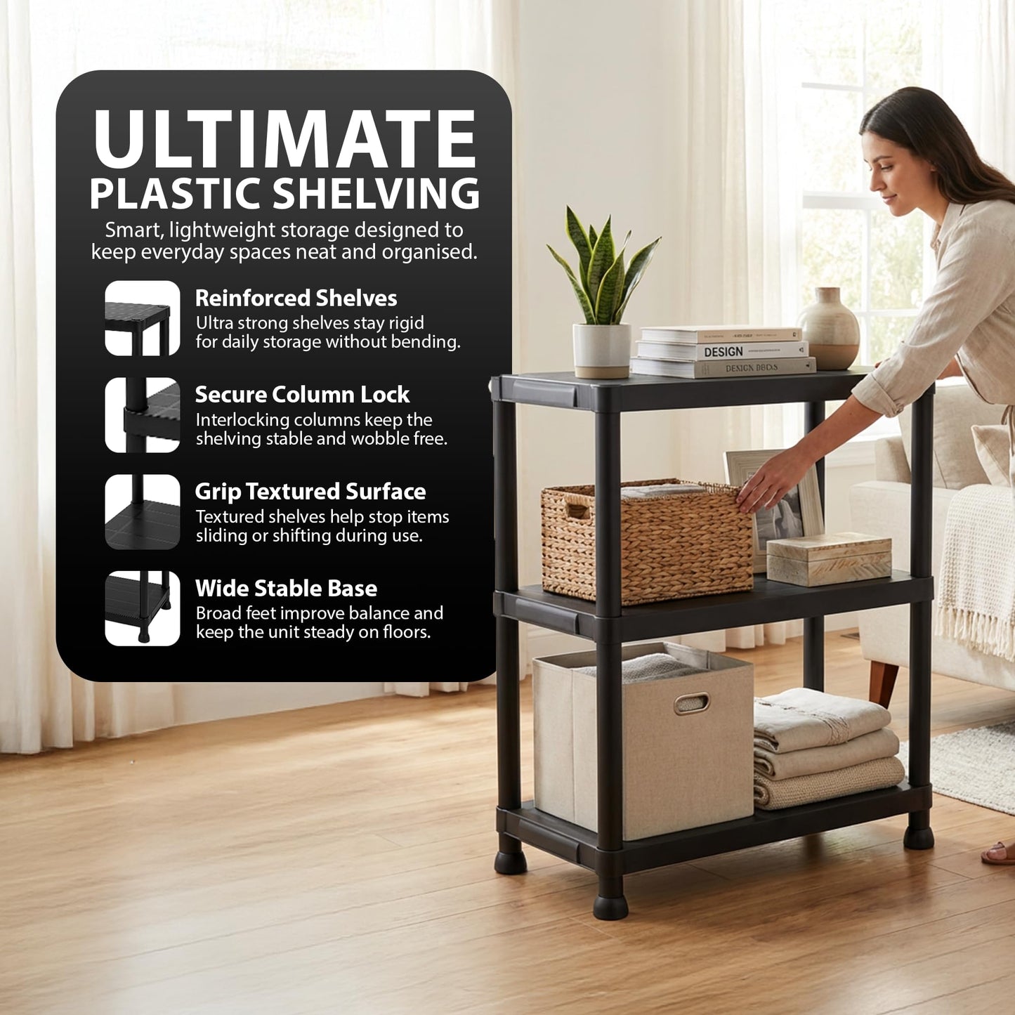 Zeno Plastic 3 Tier Shelving Unit