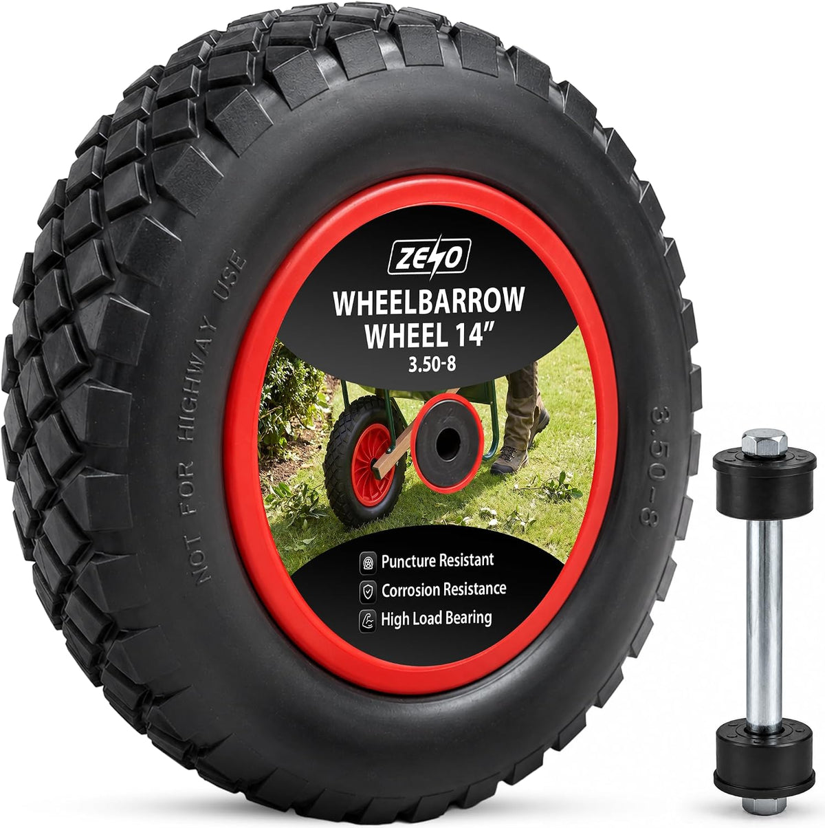 Zeno 14" Red Wheelbarrow Wheel