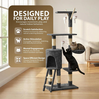 Rex & Roxy 145cm Grey Cat Tree