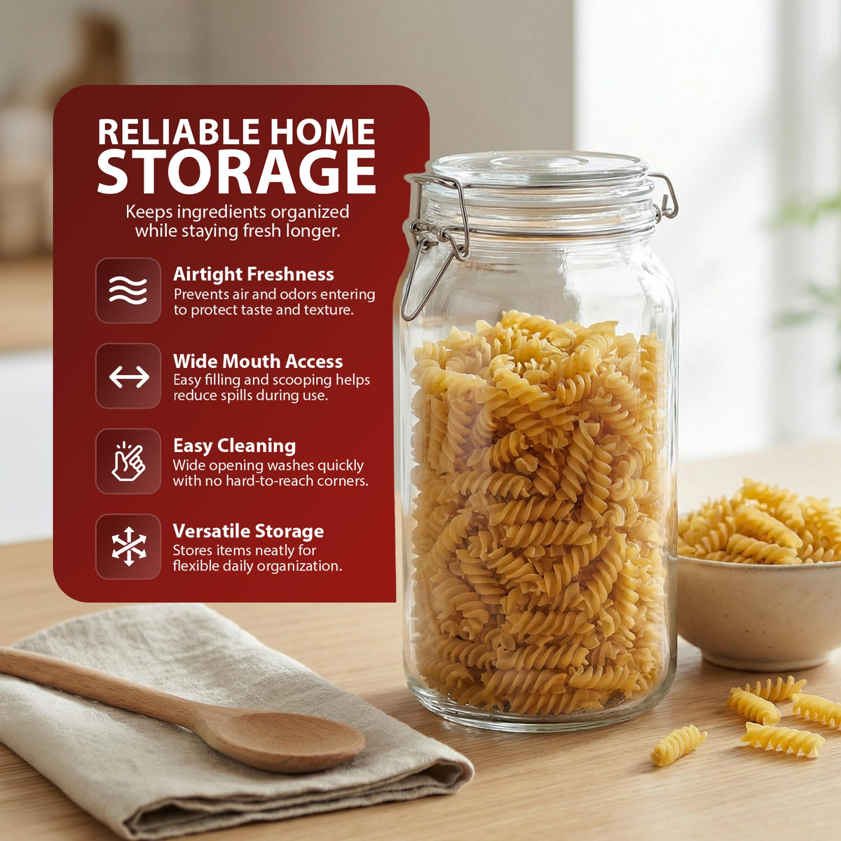 Zeno 3 Pack 2000ml Clip Top Glass Jars