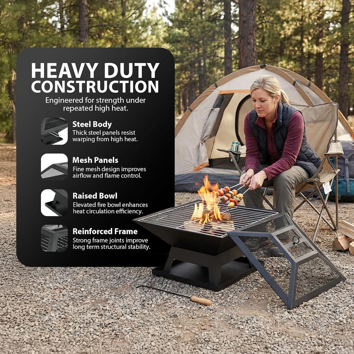 Zeno Square Fire Pit Grill