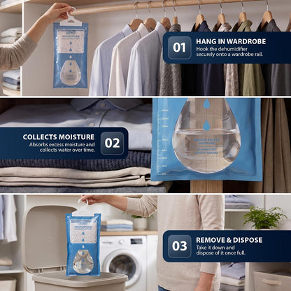 Zeno Pack of 12 Wardrobe Dehumidifier Hanging Bags