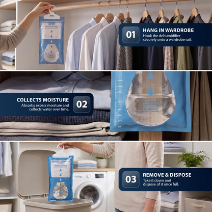 Zeno Pack of 6 Wardrobe Dehumidifier Hanging Bags