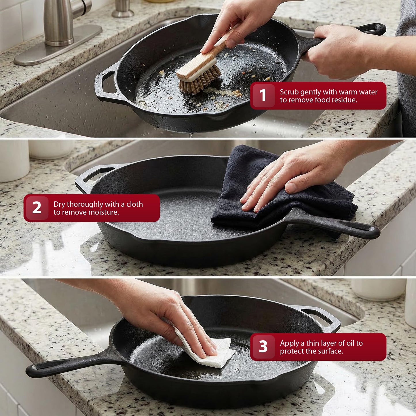 Zeno 30.5cm Cast Iron Skillet Pan