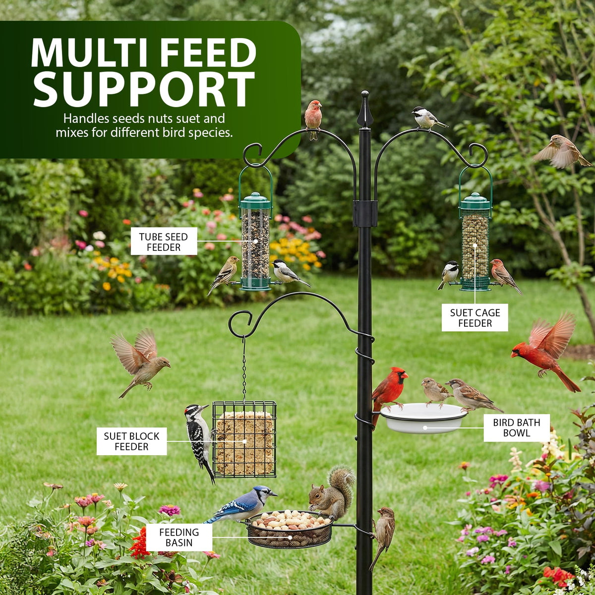 Zeno Bird Feeder Stand including 3 Feeders