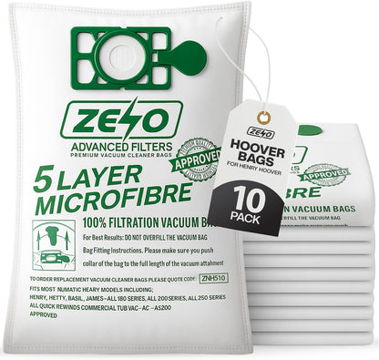 Zeno 10 Pack Hoover Bags for Henry Hoover