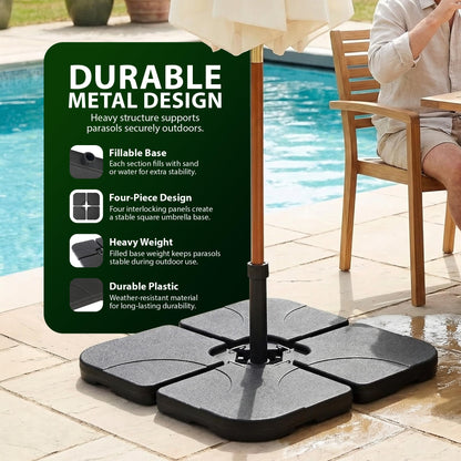 Zeno 4 Piece 60L Square Parasol Base Set