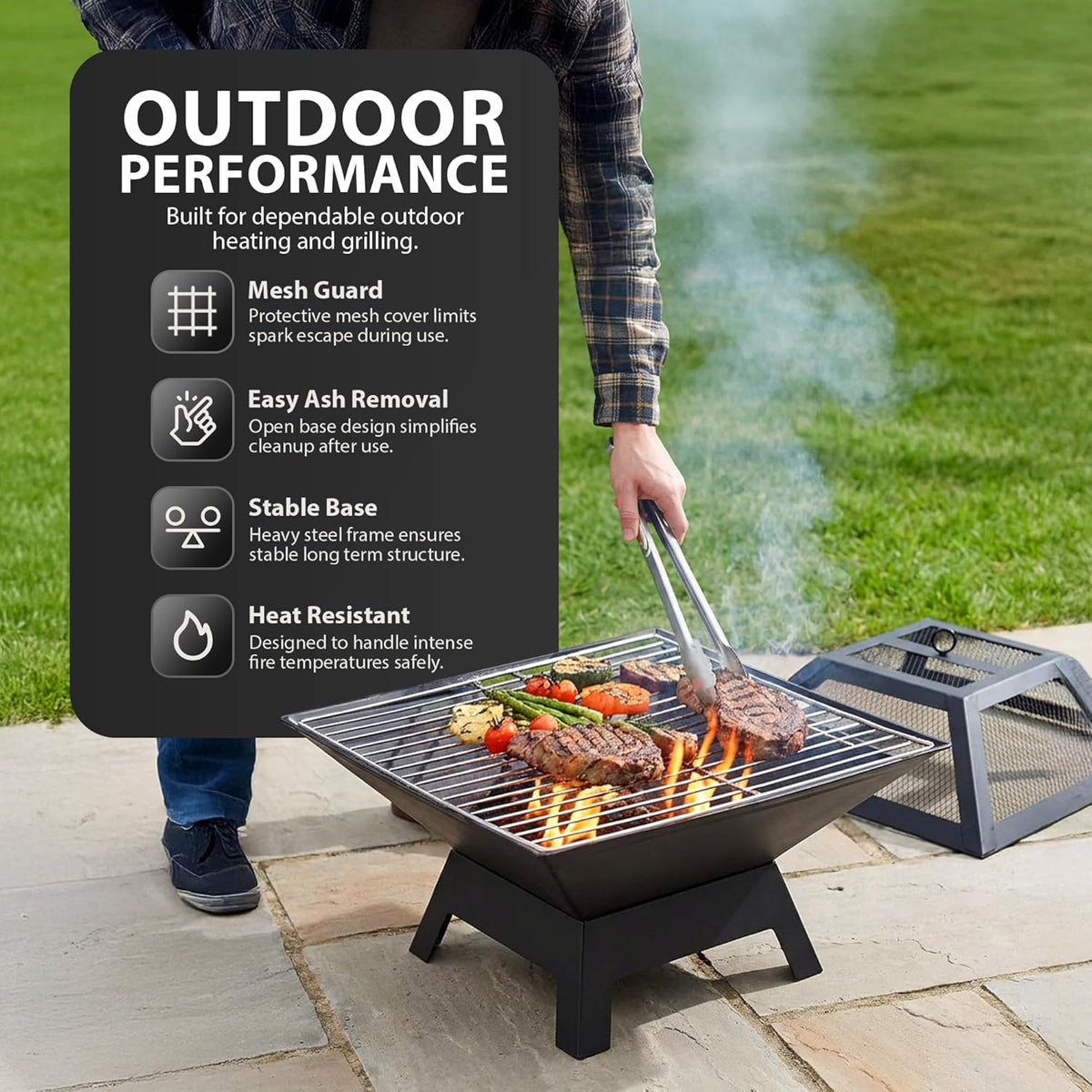 Zeno Square Fire Pit Grill