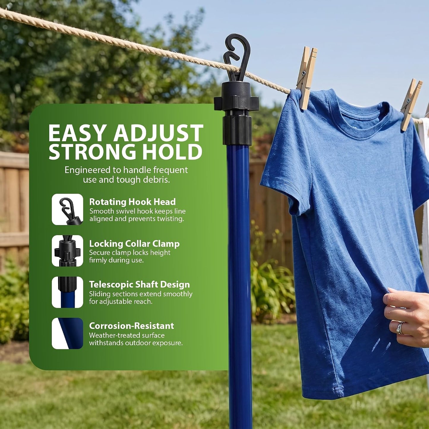 Zeno 2 Pack Blue Washing Line Prop Pole