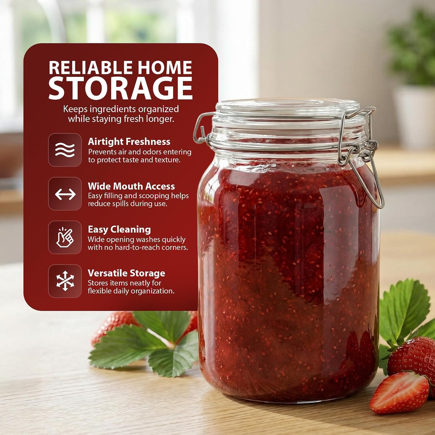 Zeno 3 Pack 1500ml Clip Top Glass Jars