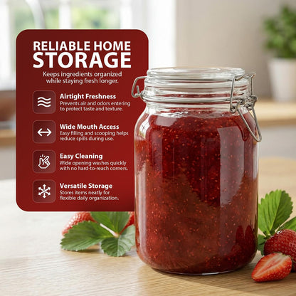 Zeno 3 Pack 1500ml Clip Top Glass Jars