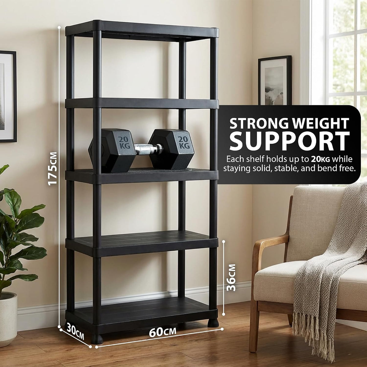 Zeno Set of 2 Plastic 5 Tier Shelving Units