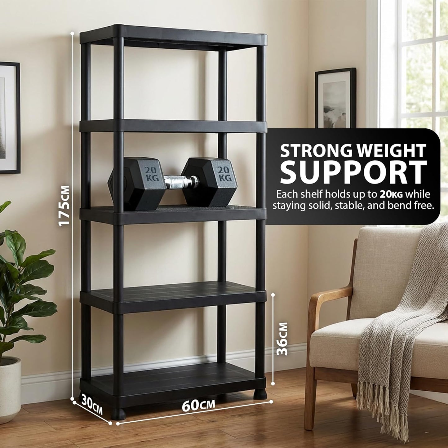 Zeno Plastic 5 Tier Shelving Unit