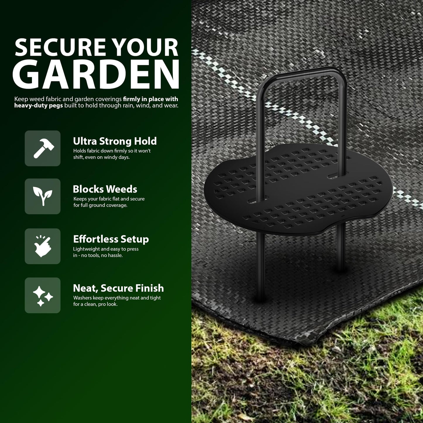 Zeno 100 Pack Black Weed Membrane Pegs
