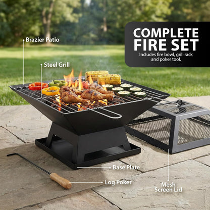 Zeno Square Fire Pit Grill