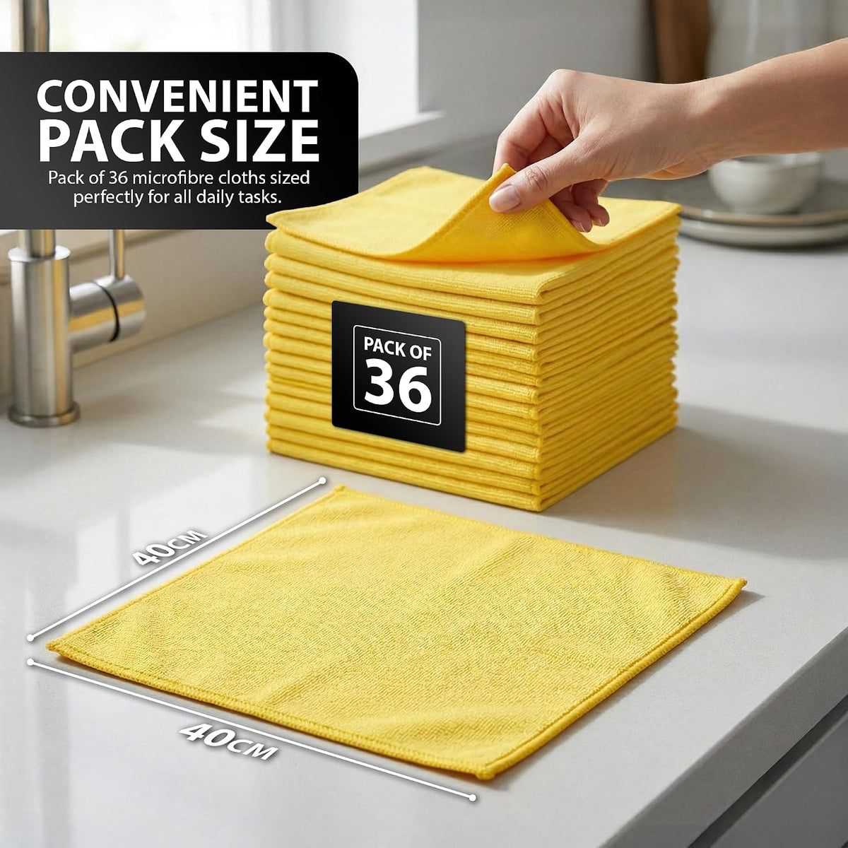 Zeno 36 Pack Large Yellow Microfibre Cloths