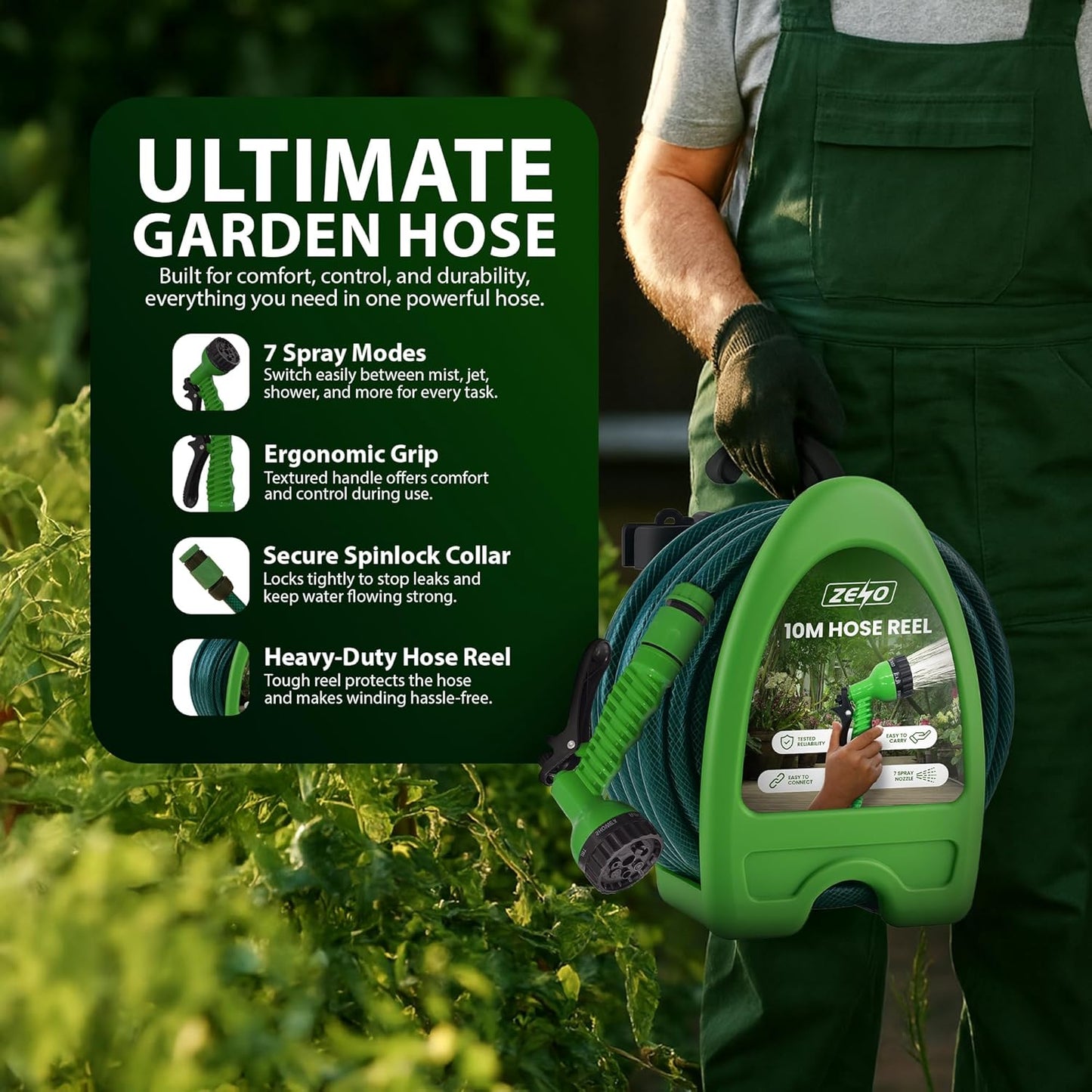 Zeno 10m Garden Hose Pipe Reel