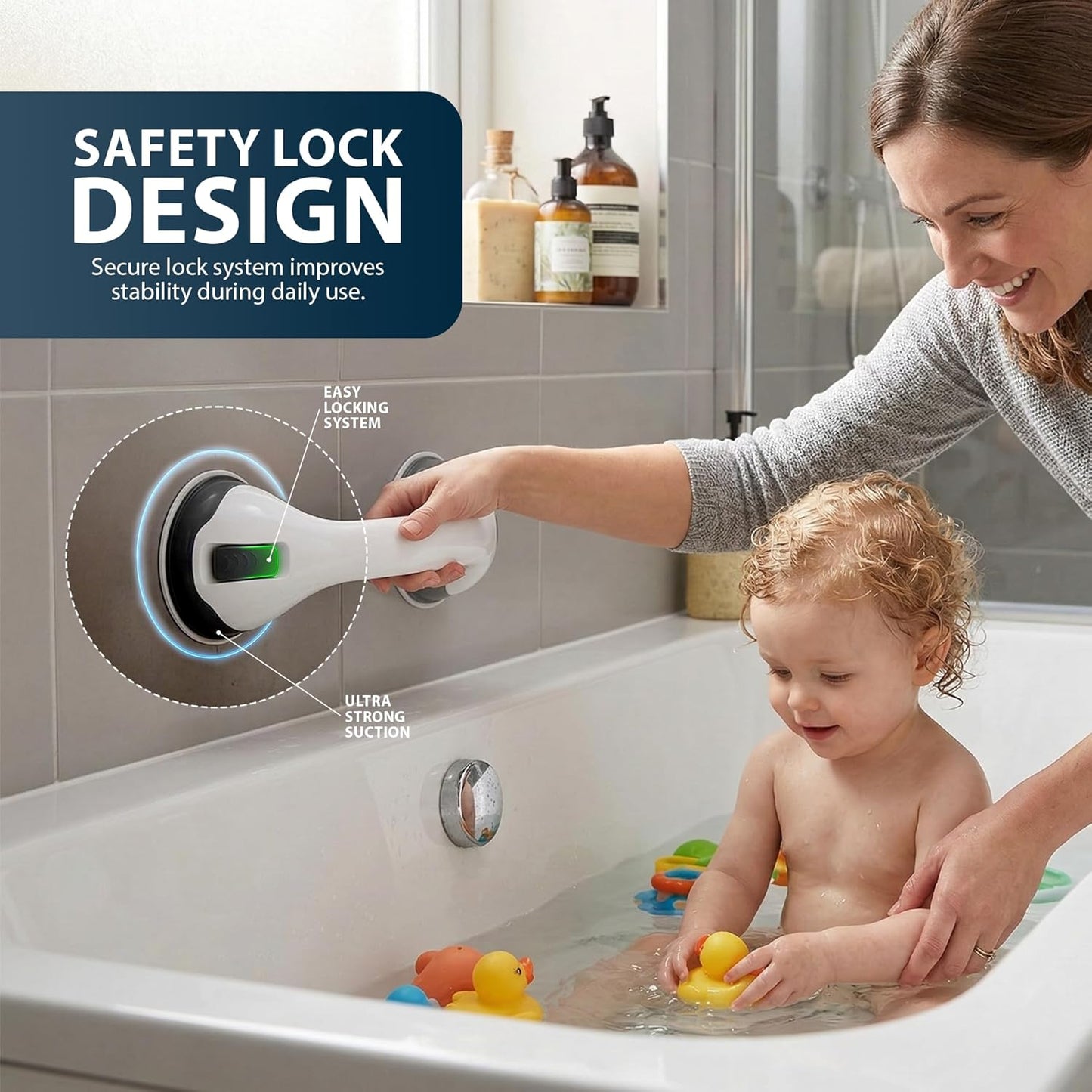Zeno 2 Pack Grey Grab Rails for Bathroom