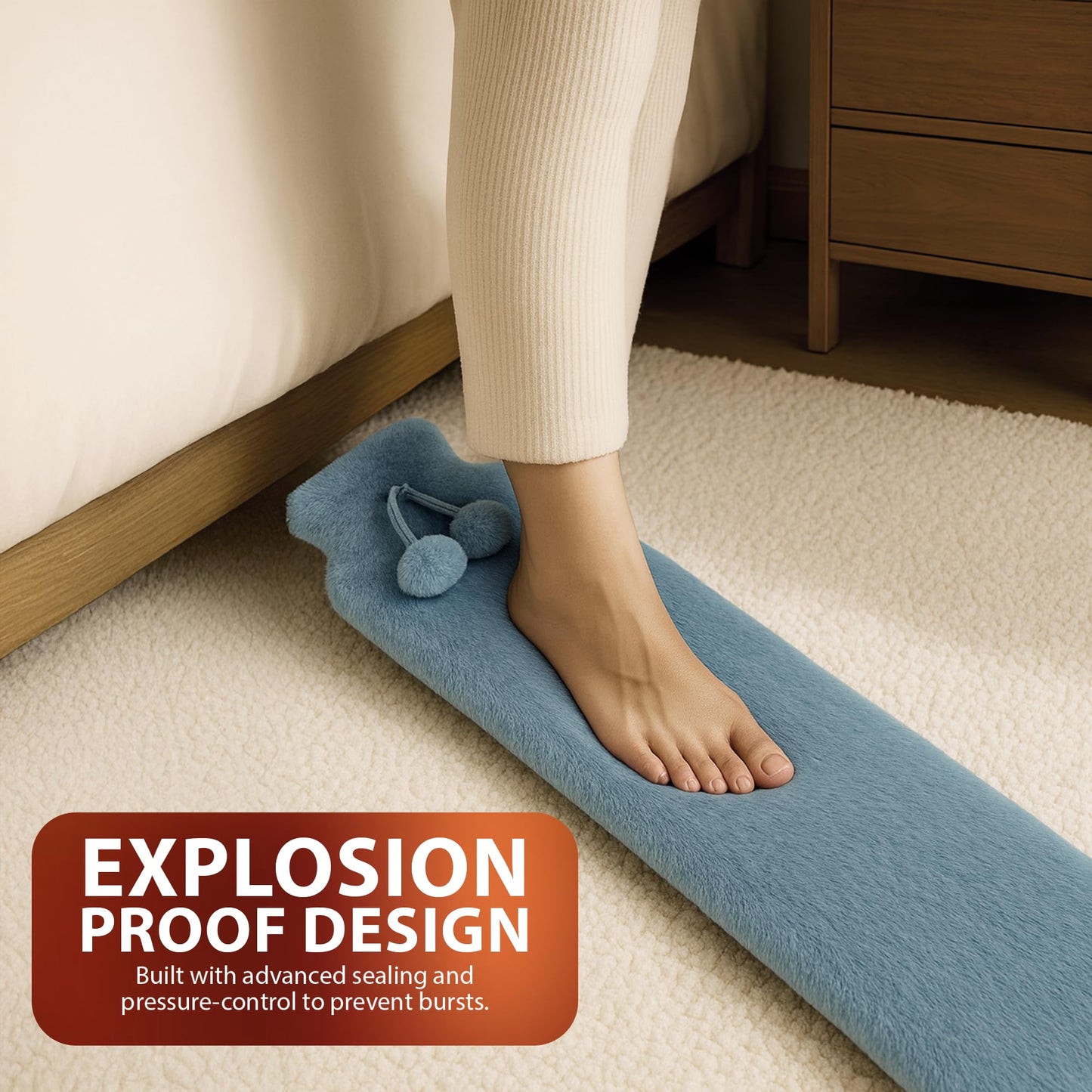 Zeno 2L Grey Long Hot Water Bottle