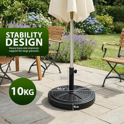 Zeno 10KG Black Rattan Design Cast Iron Parasol Base