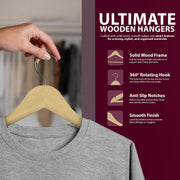 Zeno 20 Pack Natural Wooden Coat Hangers