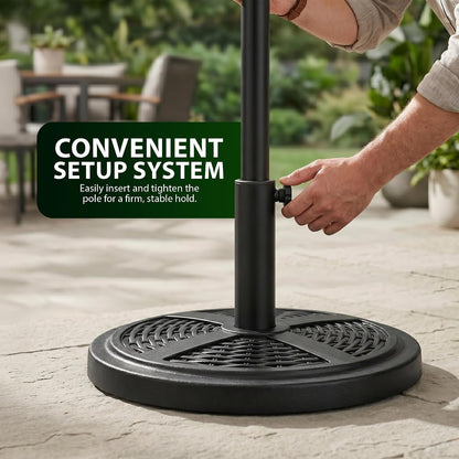 Zeno 10KG Black Rattan Design Cast Iron Parasol Base