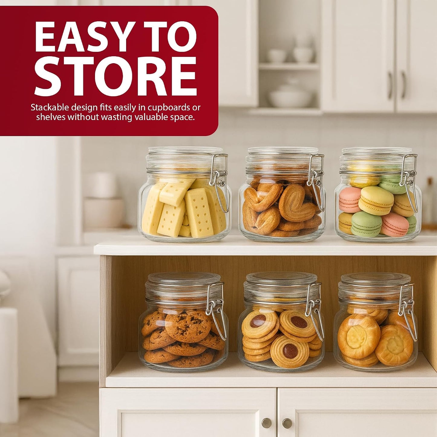 Zeno 6 Pack 500ml Clip Top Glass Jars