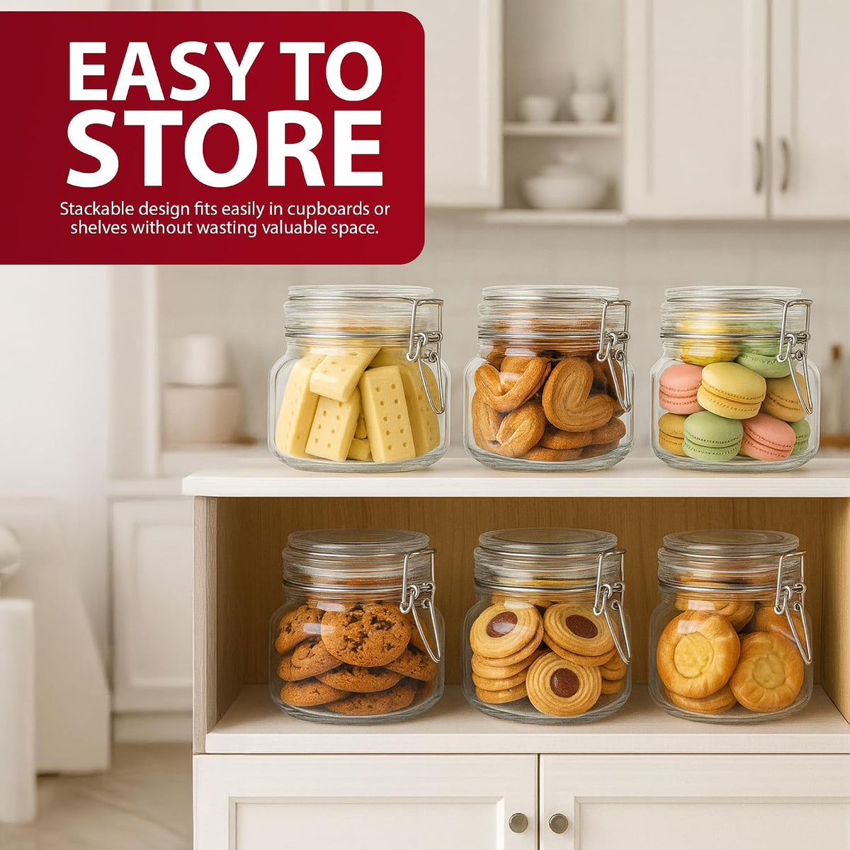 Zeno 6 Pack 500ml Clip Top Glass Jars