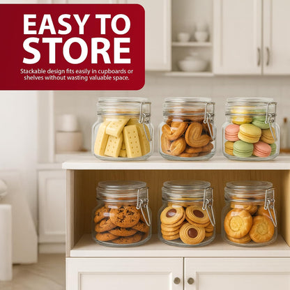 Zeno 6 Pack 500ml Clip Top Glass Jars