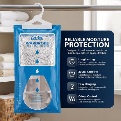 Zeno Pack of 12 Wardrobe Dehumidifier Hanging Bags