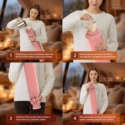 Zeno 2L Pink Long Hot Water Bottle