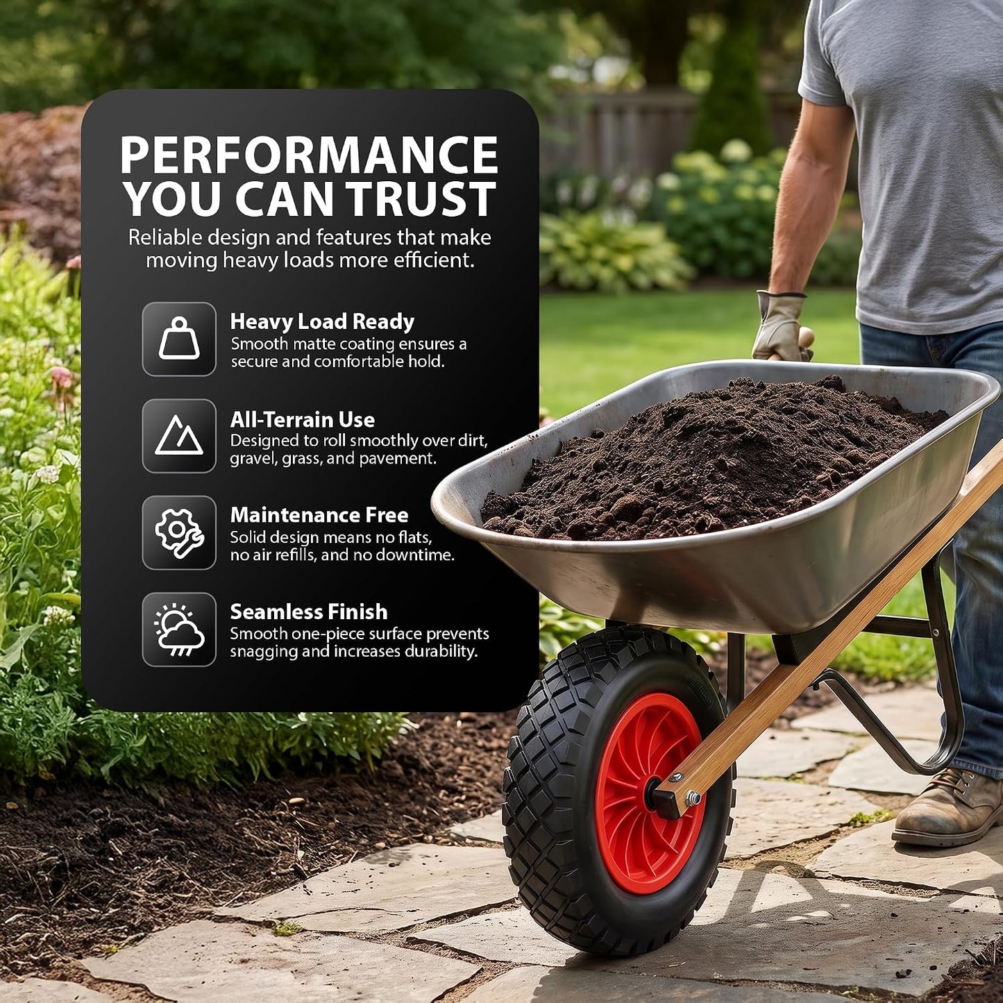 Zeno 14" Red Wheelbarrow Wheel
