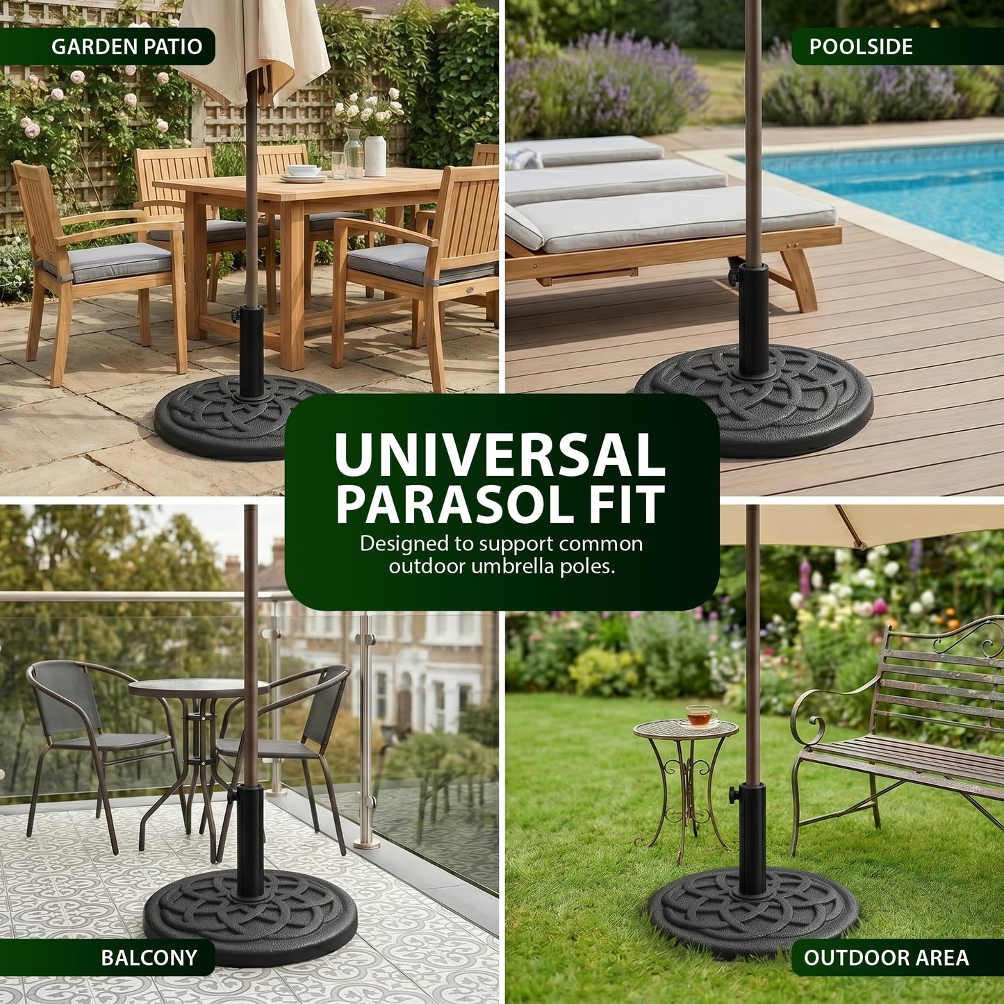 Zeno 9KG Black Braided Design Parasol Base