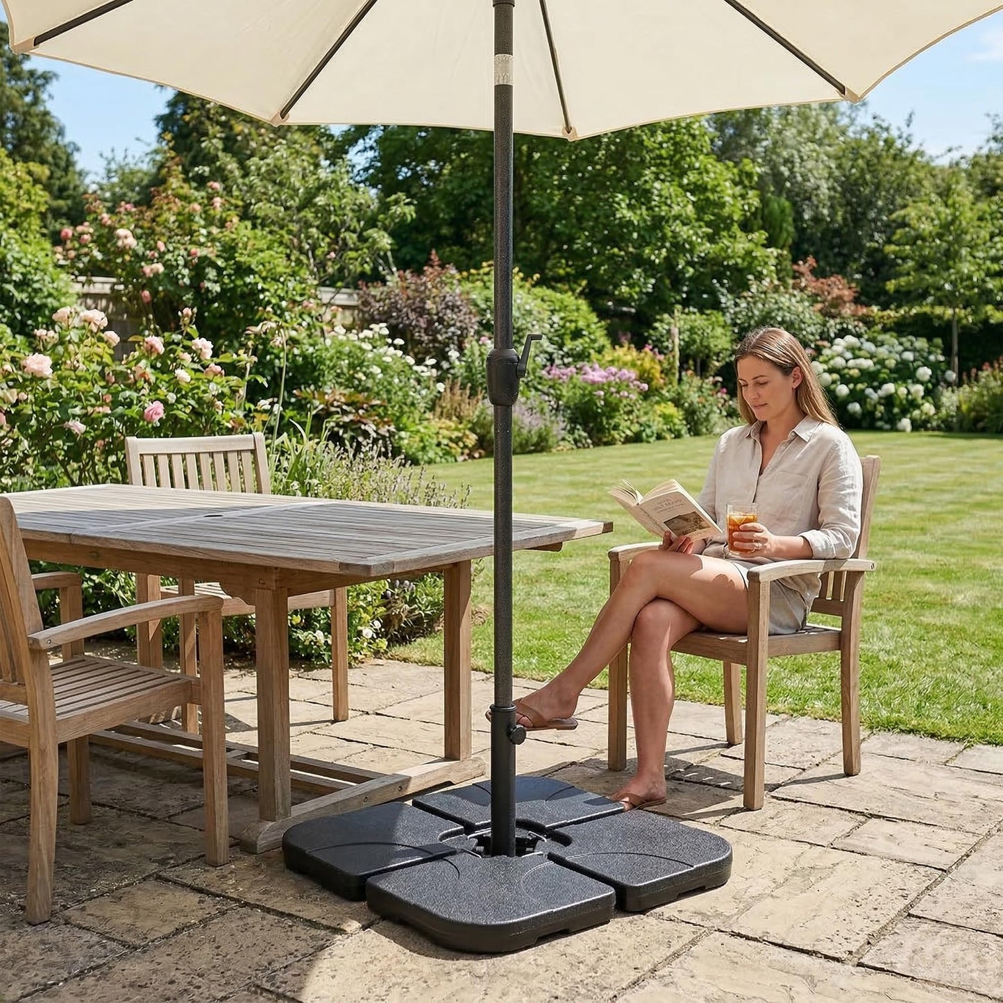 Zeno 4 Piece 60L Square Parasol Base Set