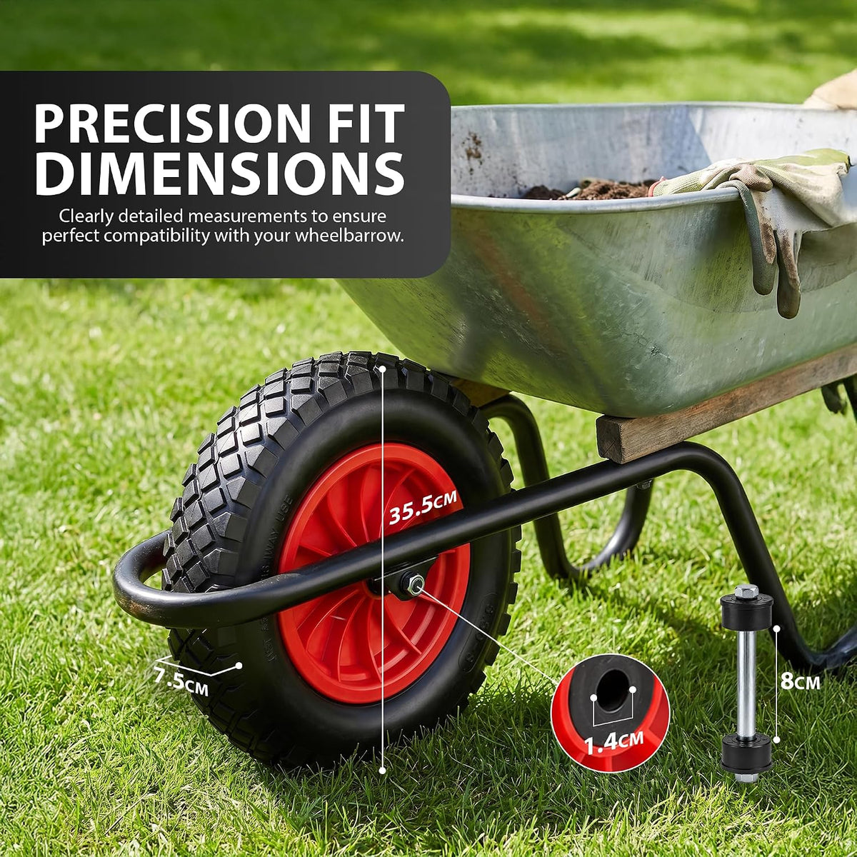 Zeno 14" Red Wheelbarrow Wheel