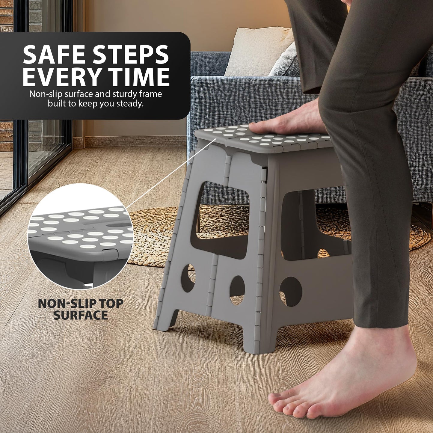 Zeno Grey Folding Step Stool
