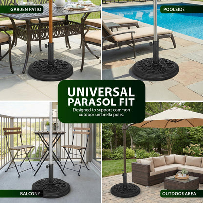 Zeno 9KG Black Rose Design Cast Iron Parasol Base