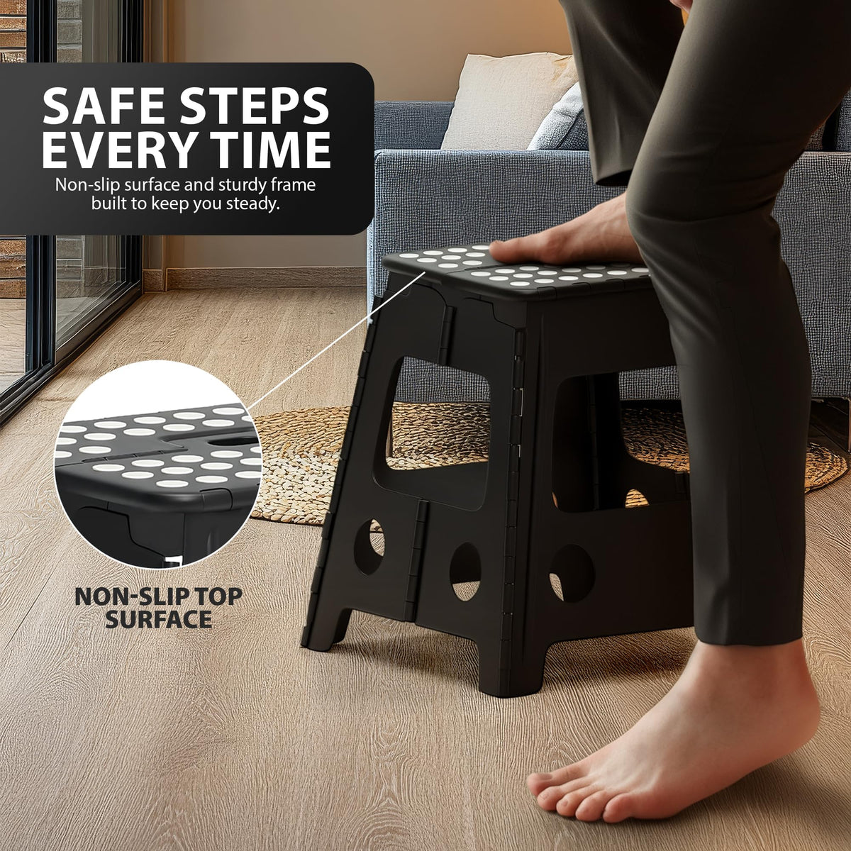 Zeno Black Folding Step Stool