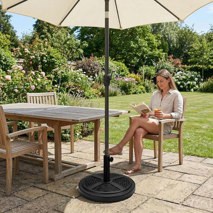 Zeno 10KG Black Rattan Design Cast Iron Parasol Base