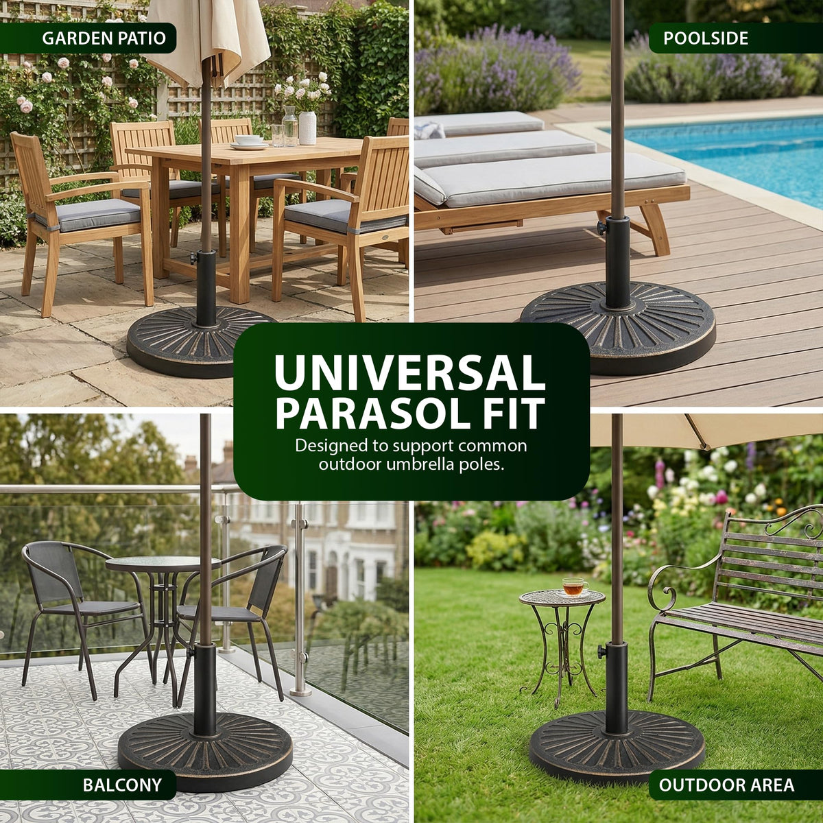 Zeno 10KG Bronze Sunflower Cast Iron Parasol Base