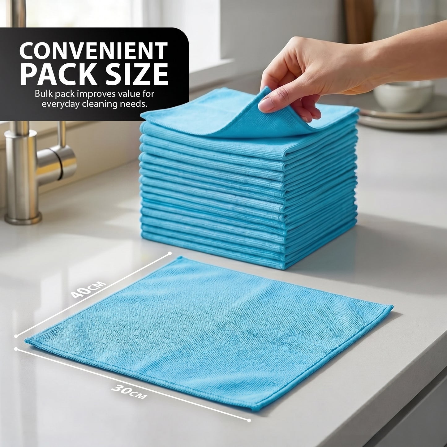 Zeno 30 Pack Light Blue Microfibre Cloths