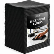 Zeno 10 Pack Black Microfibre Cloths