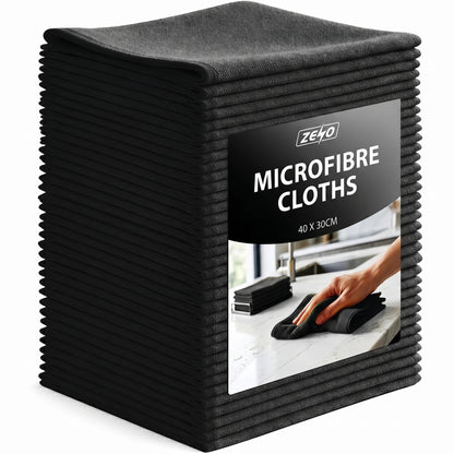 Zeno 10 Pack Black Microfibre Cloths