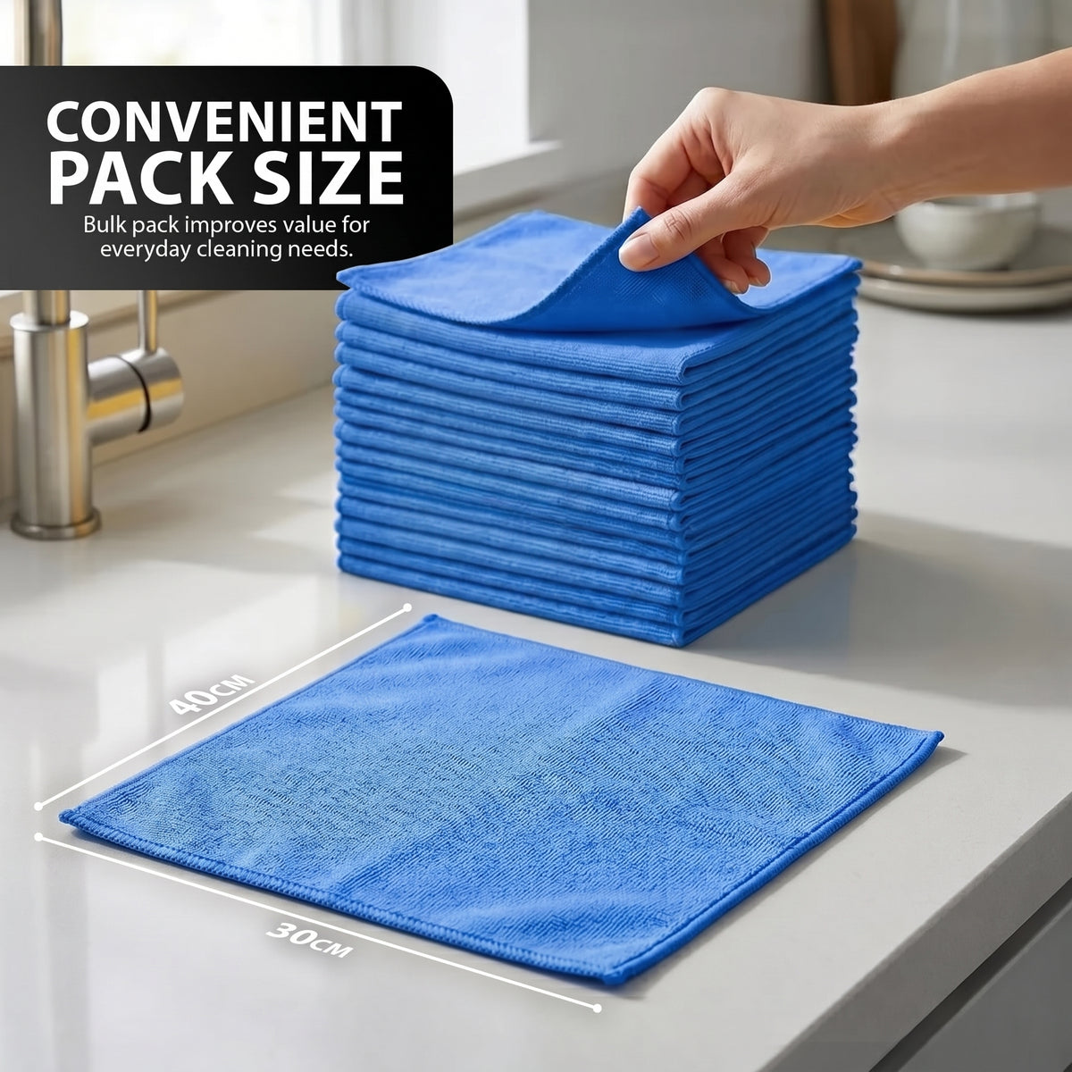 Zeno 40 Pack Dark Blue Microfibre Cloths