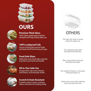 Zeno 4 Pack Dualsize Glass Containers with Lids