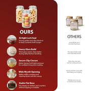 Zeno 6 Pack 2000ml Clip Top Glass Jars