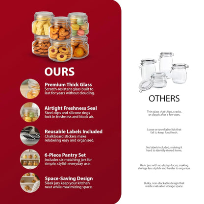 Zeno 6 Pack 500ml Clip Top Glass Jars