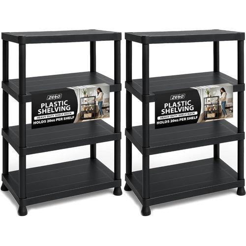 Zeno Set of 2 Plastic 4 Tier Shelving Units